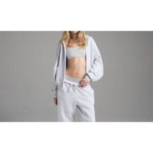 NWT SKIMS COTTON FLEECE WAFFLE LINED ZIP UP HOODIE SZ M